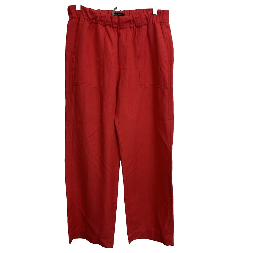 Banana Republic Women's Linen Blend Wide Leg Pants Size M Orange Pull On